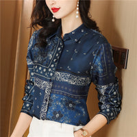 Printed Stitching Pattern Design Contrast Color Twill Shirt