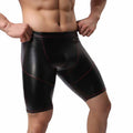 Men's Faux Leather Fitness 5-point Pants