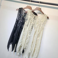 Sun-Protective Beach Vacation Loose Knitted Camisole Cover-Up