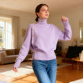 Women's Decorative Button Turtleneck Sweater