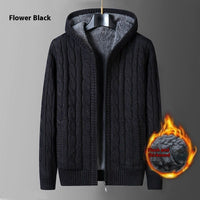 Men's Sweater Coat Loose Hooded Sweater Fleece-lined Thickened