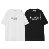 Zipped Round Neck Casual Direct Injection Letter Printed T-shirt Men