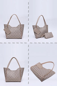 Monogram Mink SHK108 Faux Leather Women Hand And Shoulder Bag With Wallet And Makeup Bag