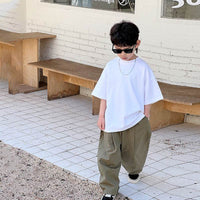 Children's Solid Color Round Neck Half Sleeve T-shirt Summer Clothes
