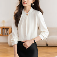 French-style Elegant Long-sleeve Chiffon Professional Top