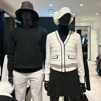 Black And White Simple Fashionable Knitted Coat