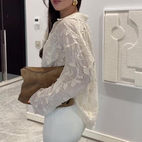 Heavy Industry Leaf Embroidery Cardigan Long Sleeve Top