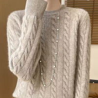 Loose And Sweet Cable-knit Crewneck Sweater
