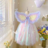 Children's Rainbow With Wings Birthday Dress Gauze Skirt