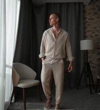 Mens Casual Sporty LongSleeve Top And Pants Set Simple Style