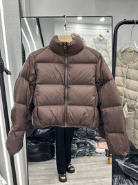 Women's Short Solid Color High-waisted Stand-collar Padded Cotton Coat