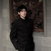 Stylish Edgy Zhongshan Jacket With A Patchwork Design