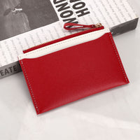 Women's Zipper Coin Purse PU Leather Stitching Contrast Color
