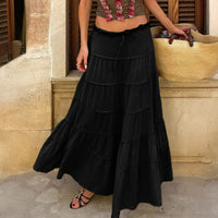 Women's Solid Color Casual Style A- Line Tiered Skirt