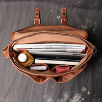 Mens Full-Grain Leather Large-Capacity Shoulder Bag