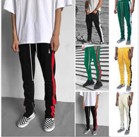 Inside Zipper Contrast Color Trousers Zipper Casual Trousers School Uniform Pants