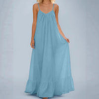 Summer Sexy Strap Sleeveless Solid Color Maxi Dress