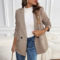 Suit One Button Houndstooth Suit Jacket