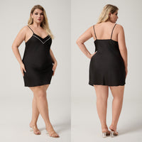 Plus-size Womens Summer Ice-silk Camisole Sexy Nightdress With A V-neck