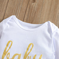 Children's Long Sleeve Letter Romper T-shirt Set