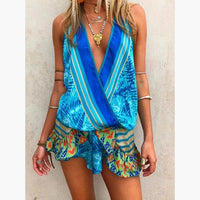 Ruffled Deep V Neck Jumpsuit