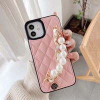 Small Fragrance Pearl Bracelet Phone Case Leather Full Cover