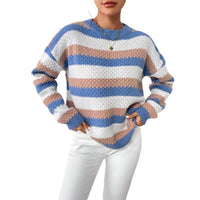 Autumn And Winter Round Neck Long Sleeve Striped Loose Casual Sweater