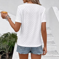 Solid-color V-neck Casual Fashion T-shirt