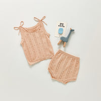 Hollowed-out Knit Suspenders Set Jacquard Bind
