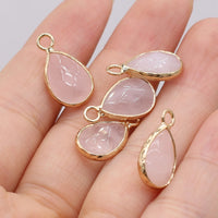 Natural Stone Drop-shaped Gold-plated Edge Pendant