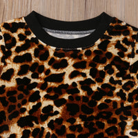Coral Velvet Leopard Print Long-Sleeved T-Shirt And Trousers Two-Piece Suit
