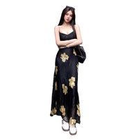 Floral Print Skirt Slip Dress Chiffon Dress Figure-hugging