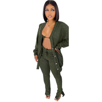 Sweater Coat Underwear Pocket 3-piece Set Suit