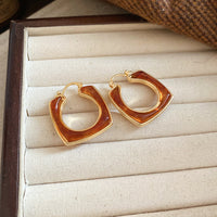 2026 Trendy Maillard Aesthetic Earrings, Natural Wood Amber Resin Gold Knot Drop Earrings, Retro Lightweight Dangle Earrings For Daily Commute Party