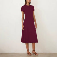 Summer Casual Chic New Round-Neck Short-Sleeve Dress