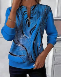 Printed Raglan Sleeve Long-sleeved Women's Sweatshirt