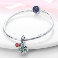 925 Sterling Silver Ladybug Green Leaf Charm Personality Fashion Bracelet Necklace Beads