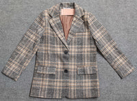 Checked chic short single-breasted coat