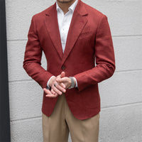 Pure Linen Sense Slim Fit Gentleman Suit High Craftsmanship
