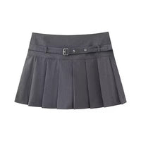 Low Waist Mini Plaid Casual Wide Pleated Culottes Skirt