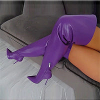 Sexy European And American-style Pointed-toe Side-zip Over-the-knee Stiletto Boots For Women