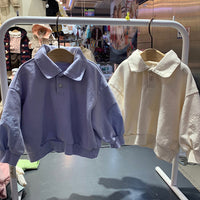 Children's New Tops Lapel Button Loose Casual Sweater