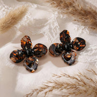 Retro Resin Flower Stud Earrings