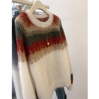 Milk Series Wear Contrast Color Jacquard Round Neck Soft Glutinous Sweater