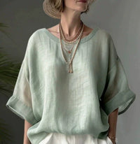 Women's Solid Color Casual Round Neck Loose Shirt