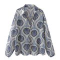 Women's Long Sleeve Loose Metallic Print Casual Shirt