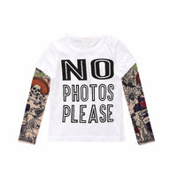 Tattoo long sleeve stitching top