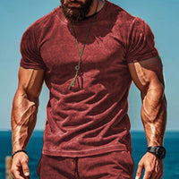 Suede Casual Sports Short Sleeve Suit
