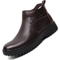 Leather warm men's cotton shoes, wool fur