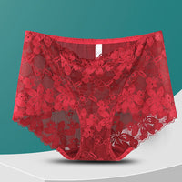 High Waist Hollow-out Lace Flower Underwear Belly Contracting Hip Lifting Cotton Bottom Fat